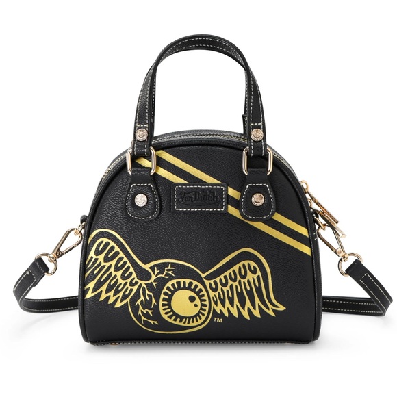 Von Dutch Handbags - Von Dutch Black and Yellow Winged Mini Bag